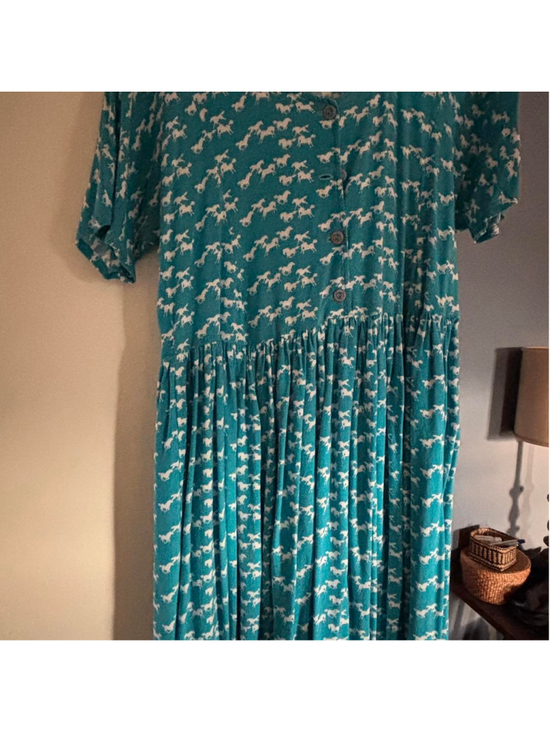 roper Dresses & Skirts - Blue and white Roper dress with a horse pattern, vintage